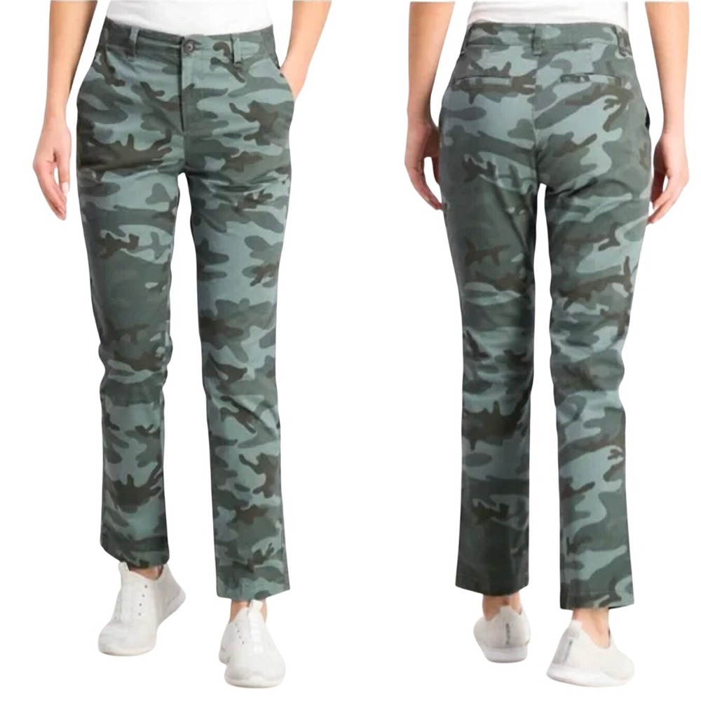 GAP Girlfriend Chino Camouflage‎ Pants 0 Stretch Casual AOP NEW